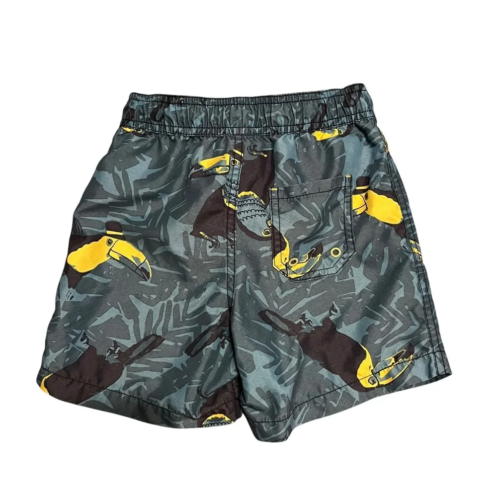 Polarn O. Pyret Sweden Toucan Tropical Swim Trunks Board Shorts Teal 2-4 years‎